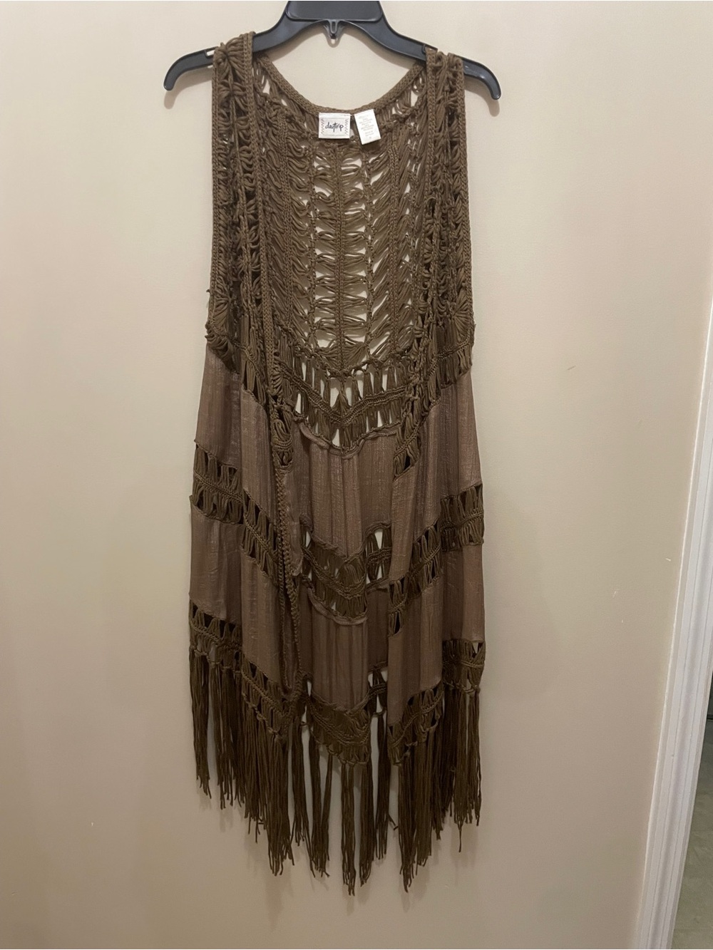 Long Fringe Crochet Vest